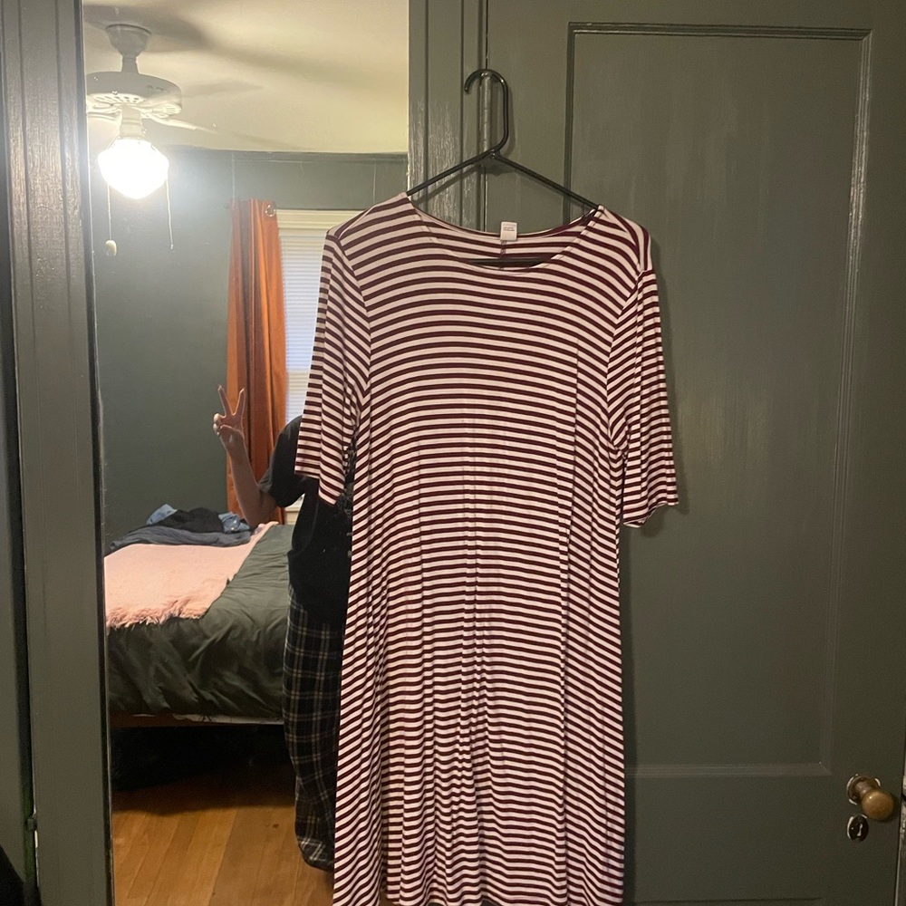 Old Navy Maroon and White Striped Top